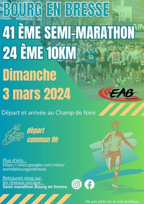 Semi Marathon Et 10km De Bourg En Bresse 2024 - Bourg-en-Bresse